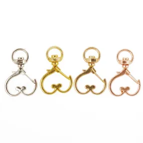 10PCS Alloy Keychain Heart Shape key Rings with Swivel Connector, Snap hook, Multiple colors 103661