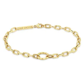 14k Circle Medium Square Oval Link Chain Bracelet