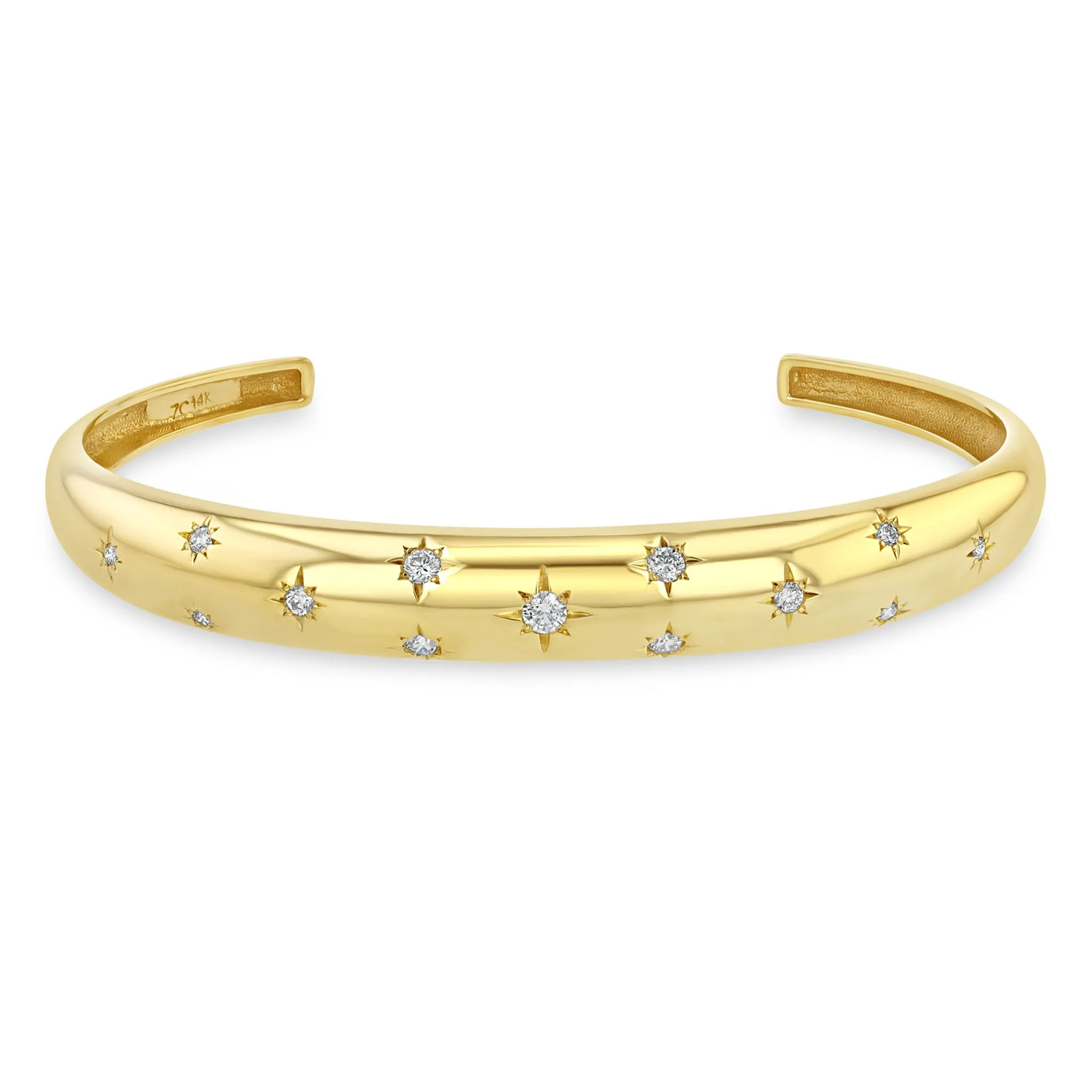 14k Scattered Star Set Diamonds Small Aura Cuff