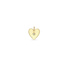 14k Single Star Set Diamond Small Aura Heart Charm