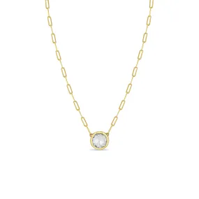 .84 ctw Rose Cut Round Diamond on Small Paperclip Chain Necklace