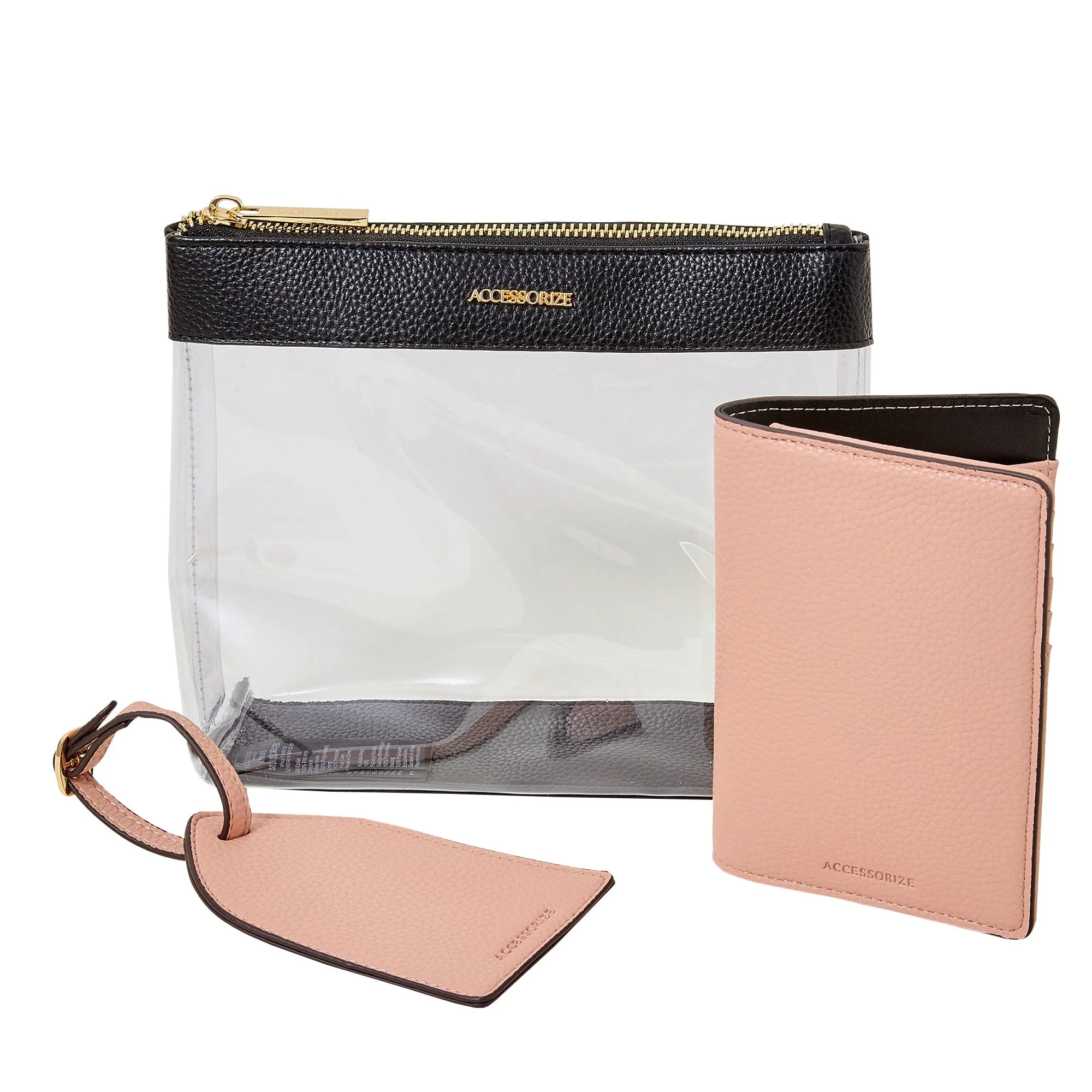 Accessorize London Women's Clear Pouch Travel Set