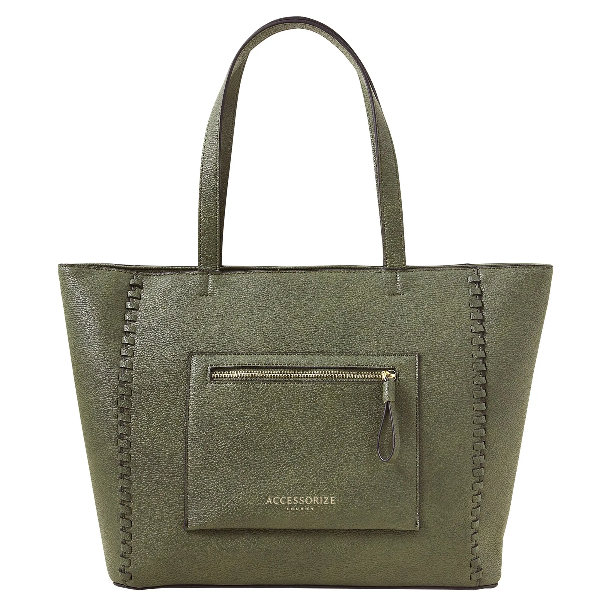 Womens Khaki Front Pocket Tote Bag by Accessorize London with Stylish Design