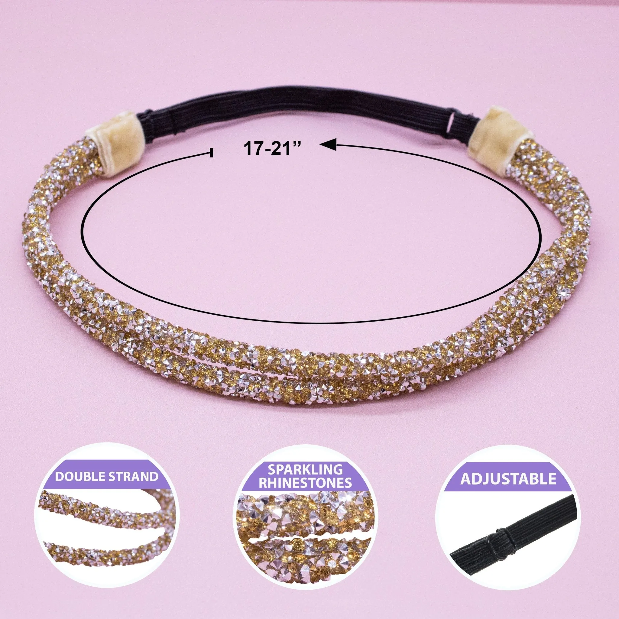 Adjustable Double Row Rhinestone Headband