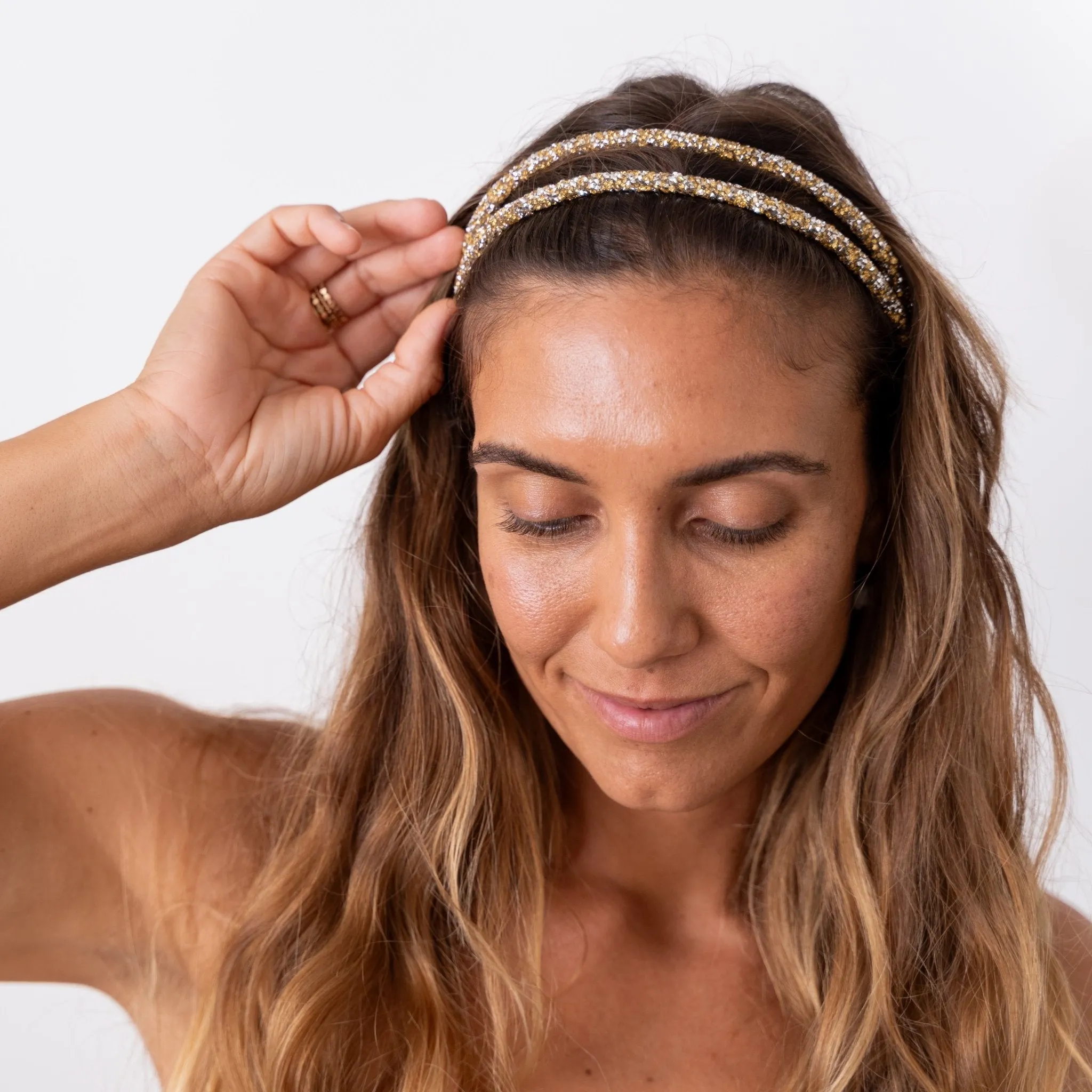 Adjustable Double Row Rhinestone Headband