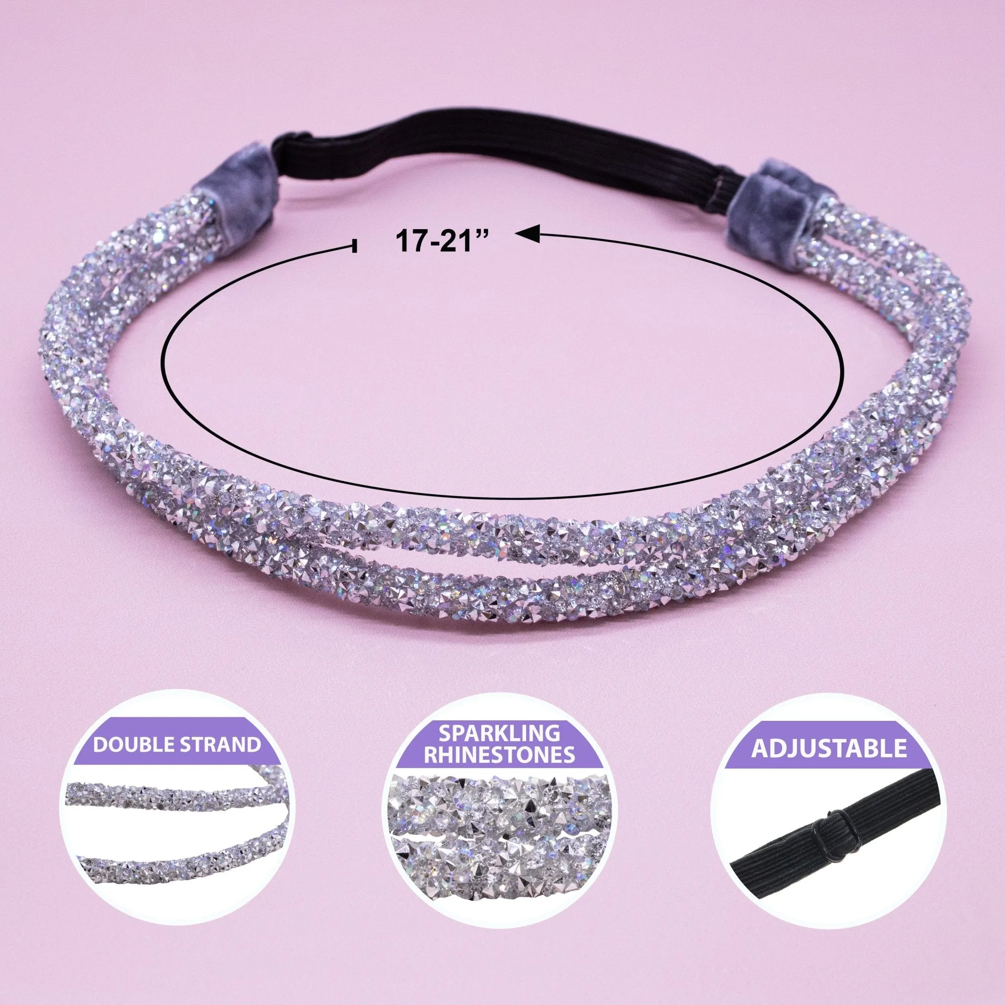 Adjustable Double Row Rhinestone Headband