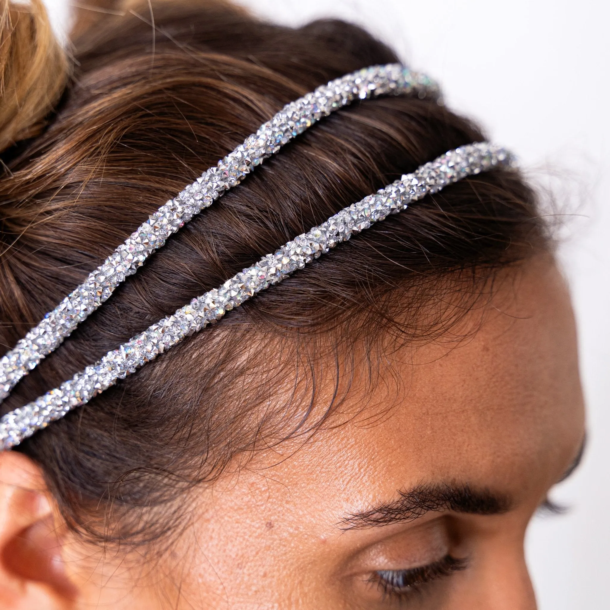 Adjustable Double Row Rhinestone Headband