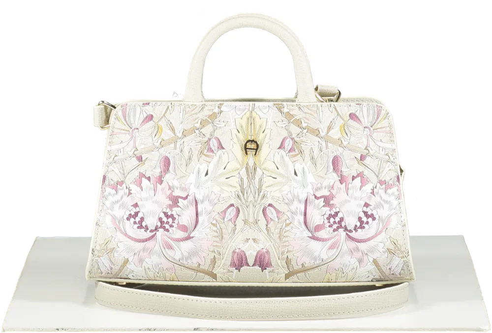 aigner Cream Leather Cybill Honeysuckle Stretch Mini Bag