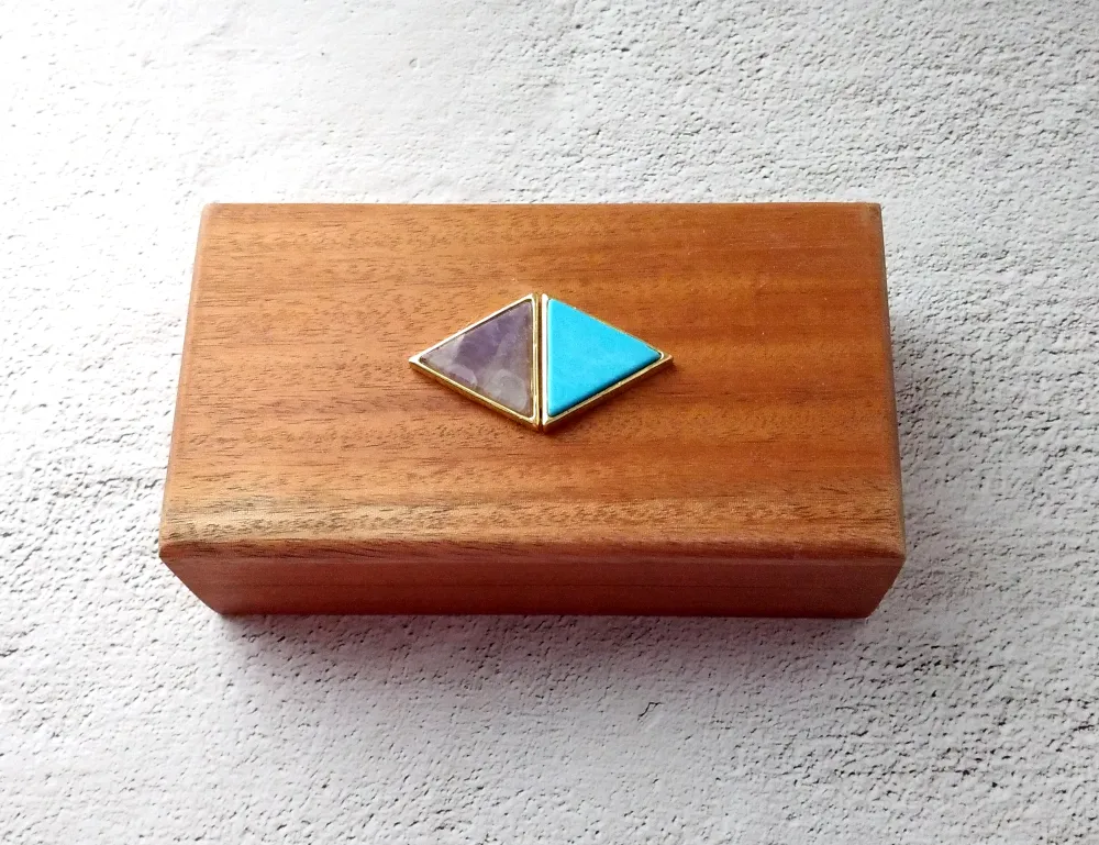 Amethyst and Turquoise Mahogany Box