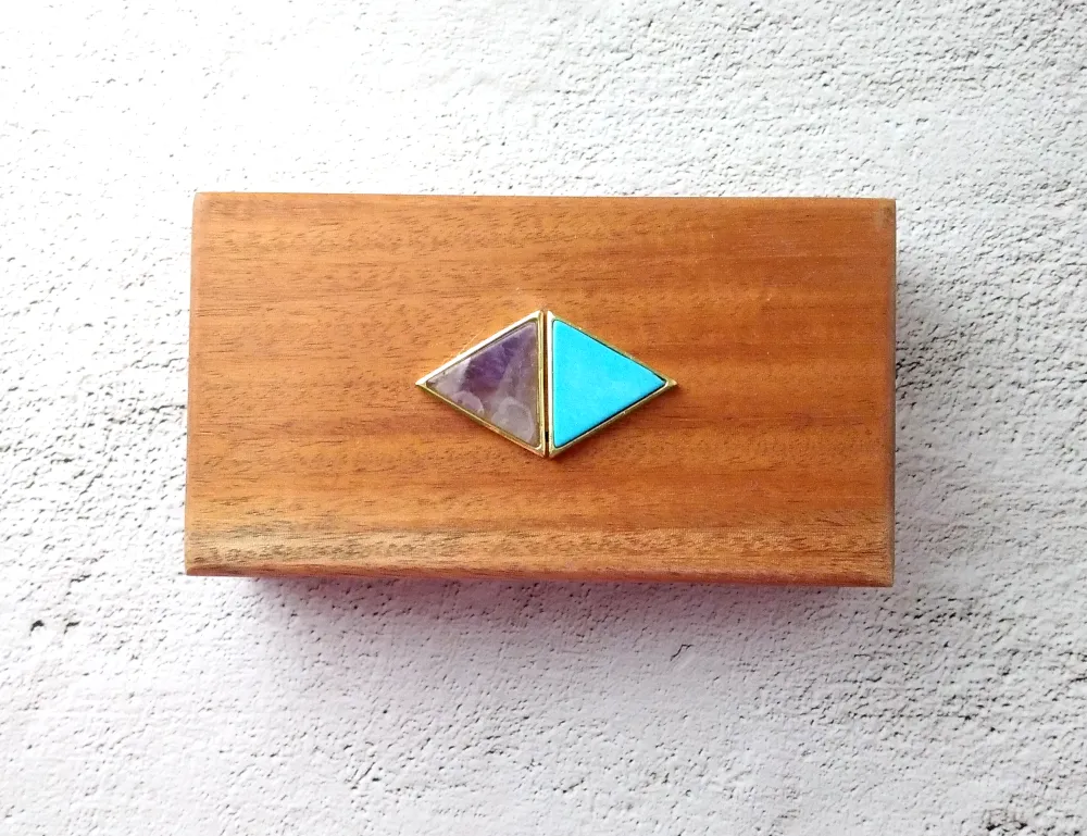 Amethyst and Turquoise Mahogany Box