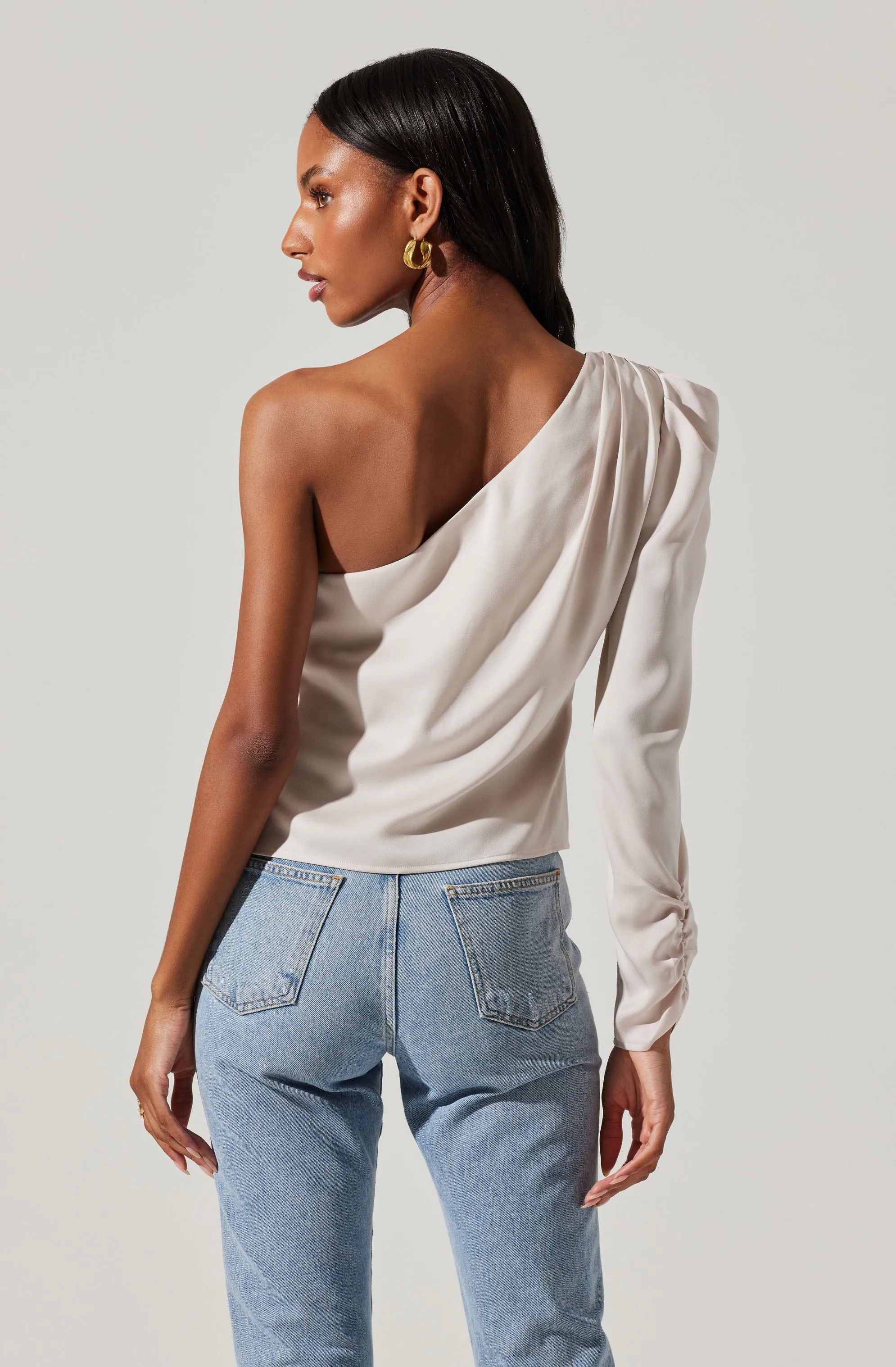 Asymmetrical Puff Sleeve Top