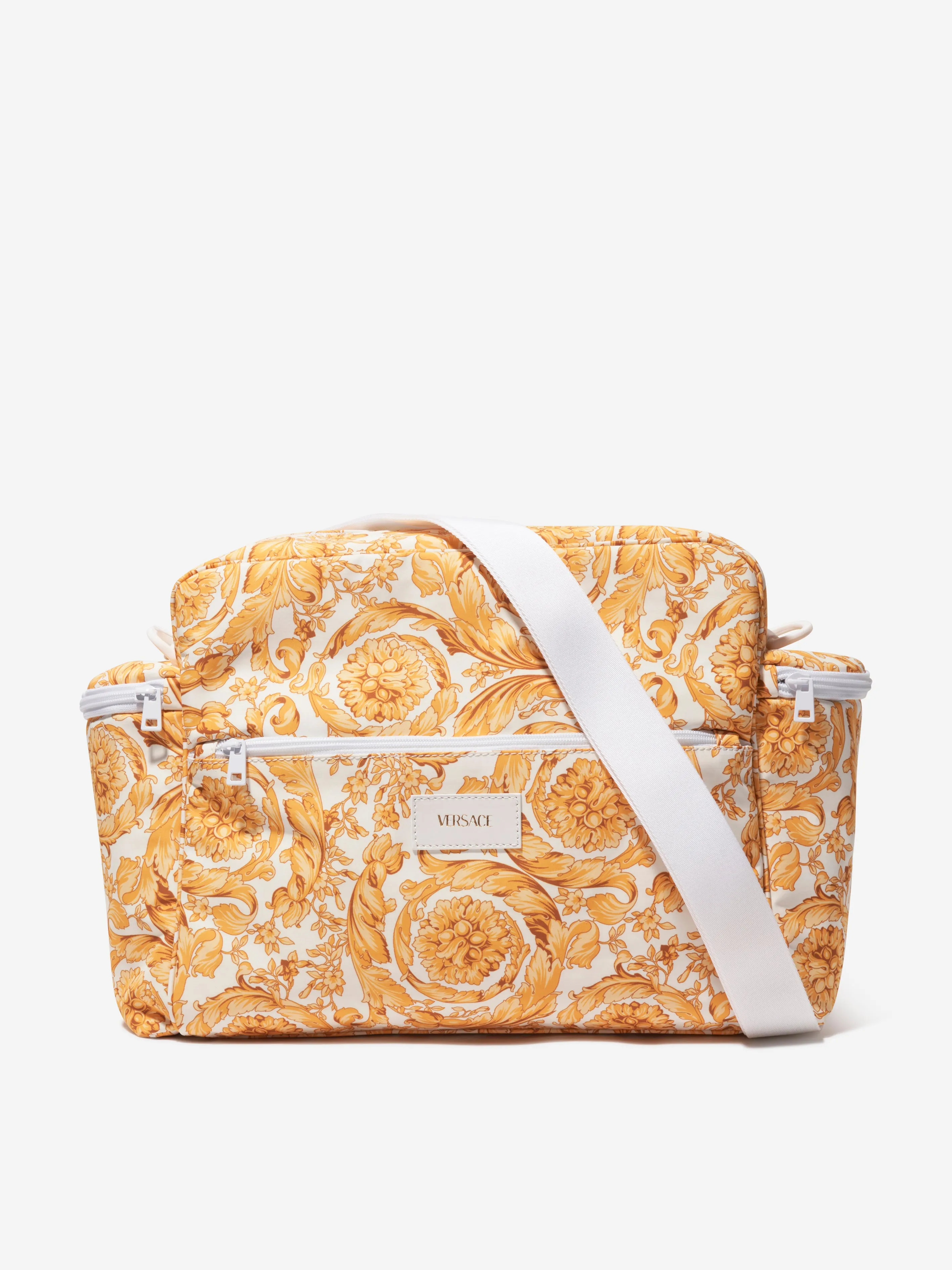 Baby Barocco Print Changing Bag in Gold