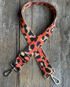 Bag Strap - Orange Leopard Print