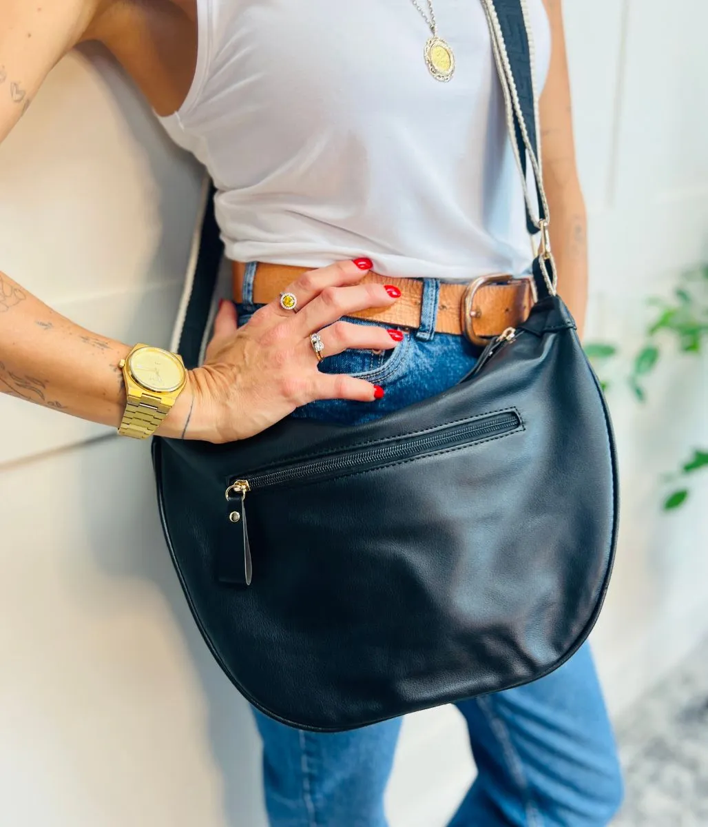 Black Soft Crescent Bag