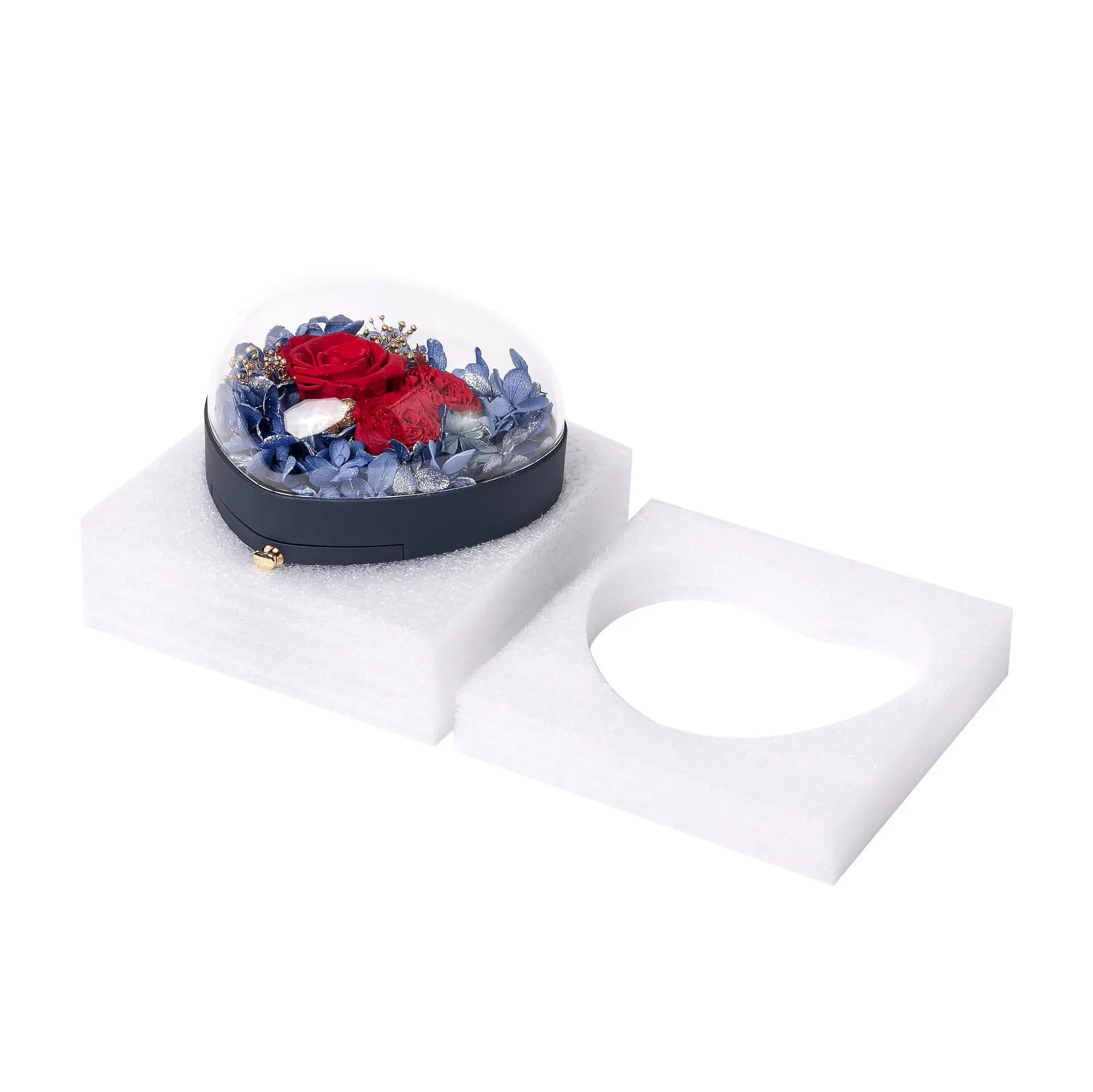 Blue Drawer Type Love Eternal Flower Gift Box Rose Jewelry Box Necklace Pendant Ring Box