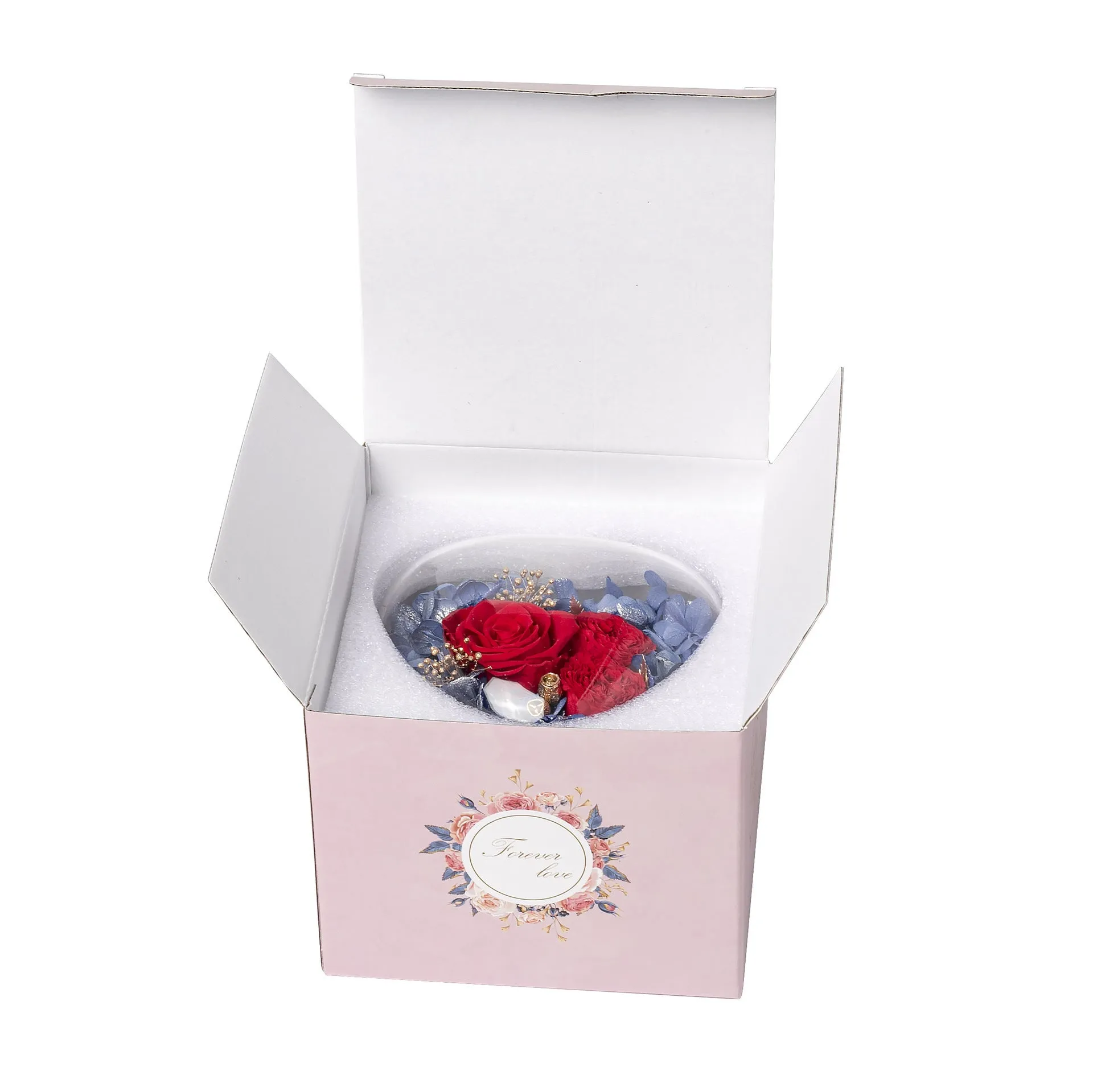 Blue Drawer Type Love Eternal Flower Gift Box Rose Jewelry Box Necklace Pendant Ring Box