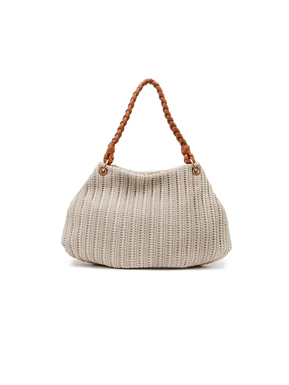 Borsa Crochet Naturale   Pu Cuoio