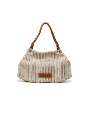 Borsa Crochet Naturale   Pu Cuoio