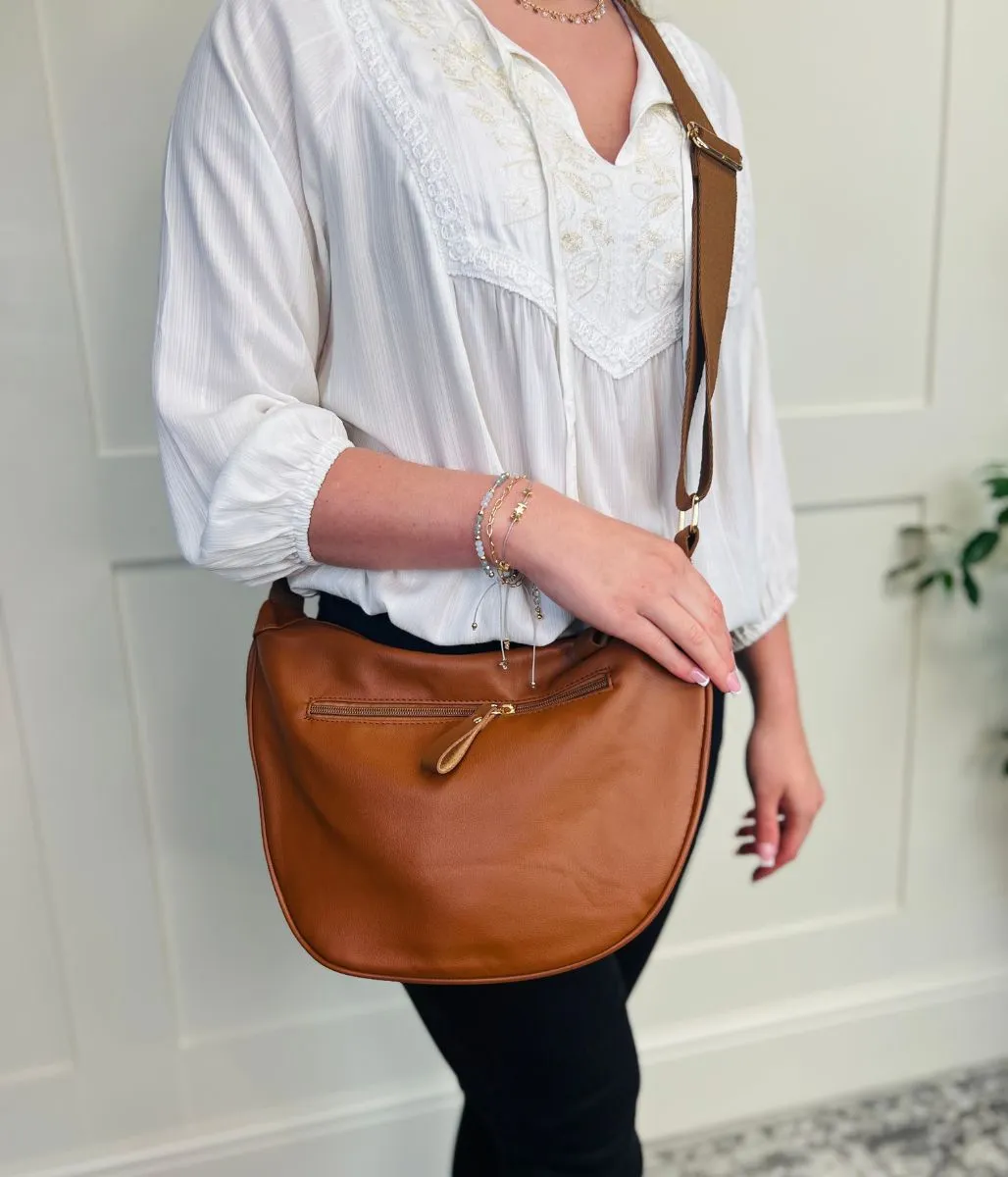 Brown Crescent Sling Bag