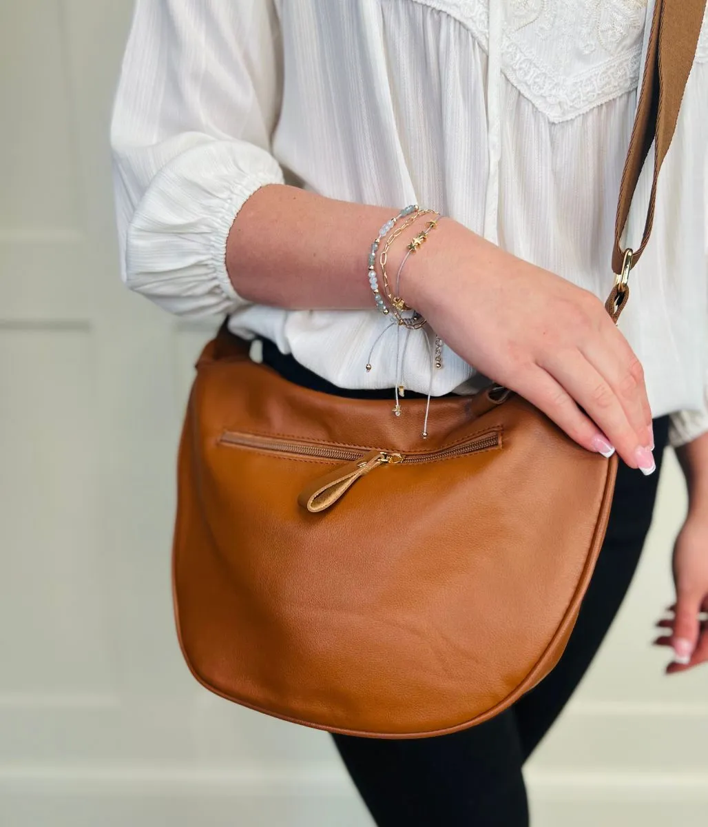 Brown Crescent Sling Bag