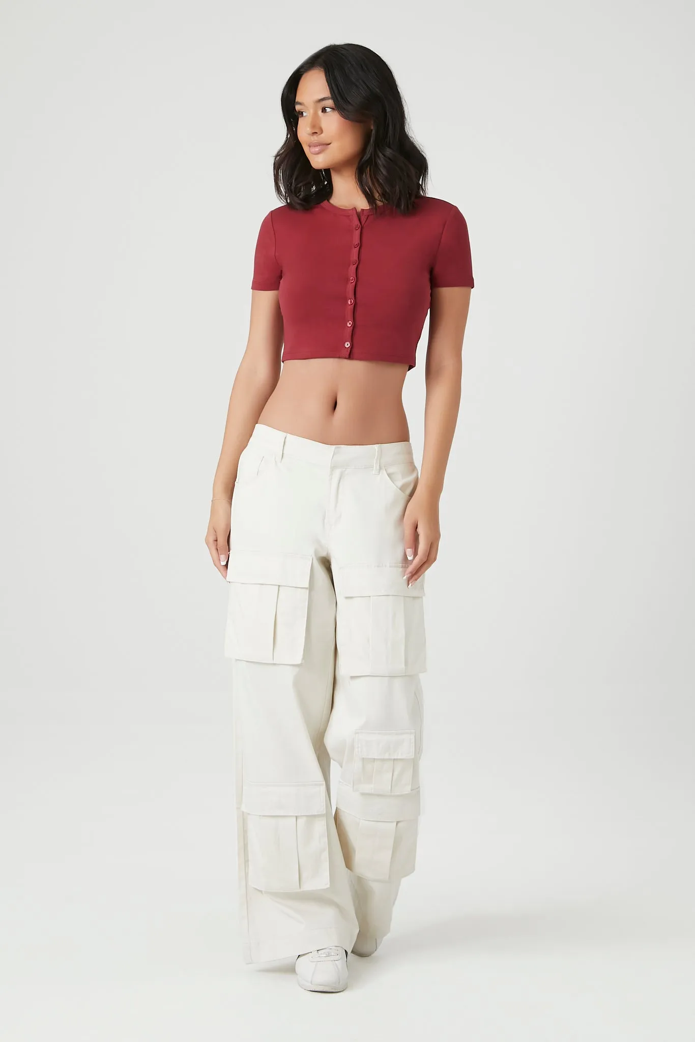 Button-Front Crop Top