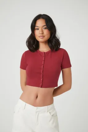 Button-Front Crop Top