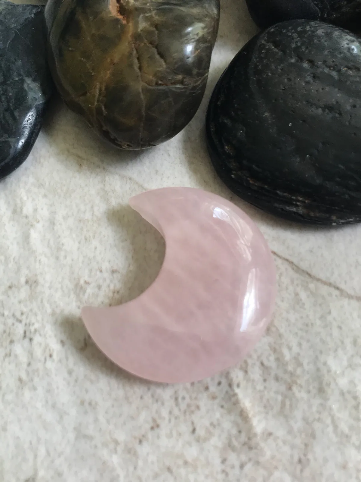 Carved Stone Crescent Moon