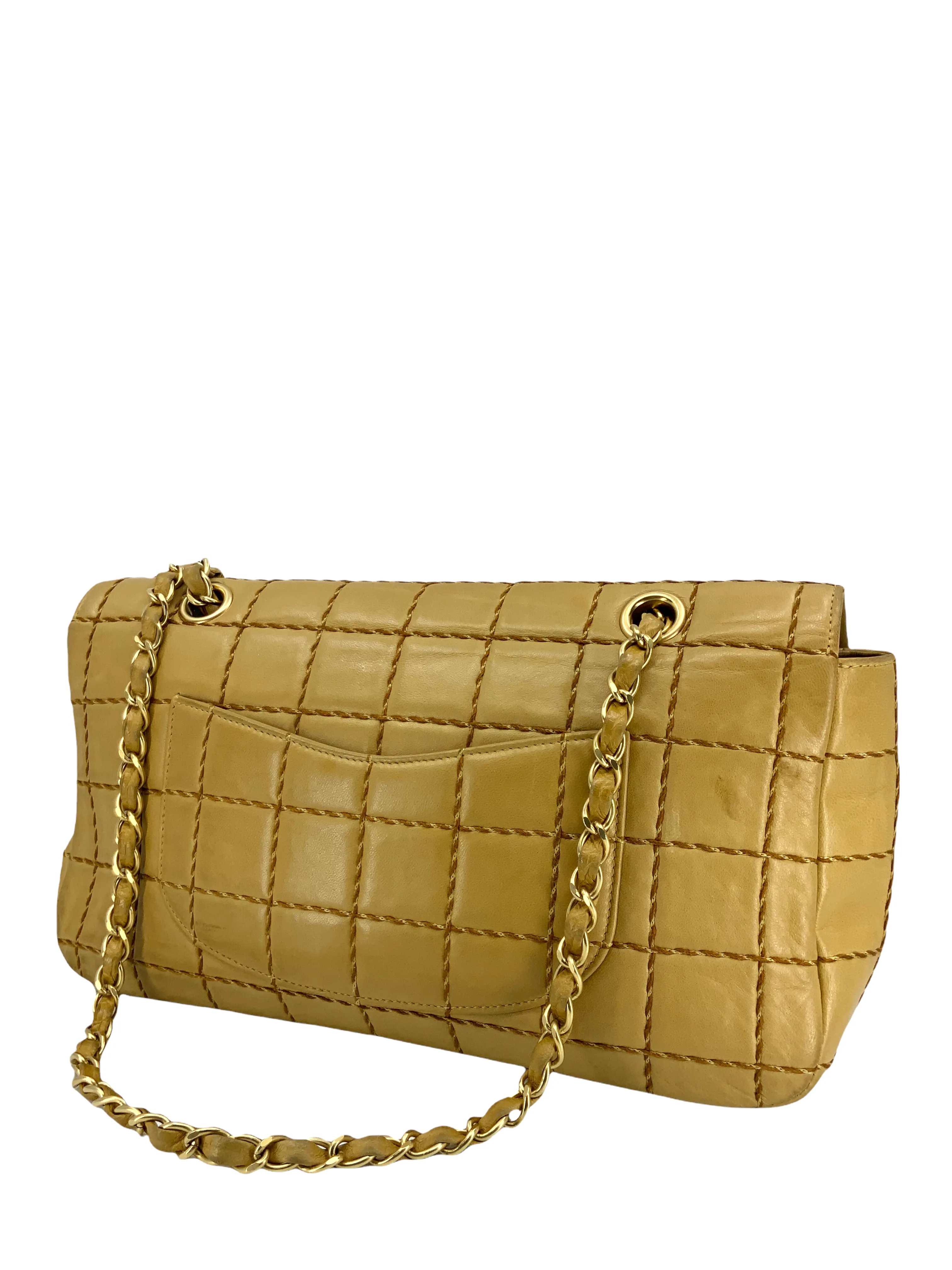 CHANEL Lambskin Square Double Stitch Medium Flap Bag