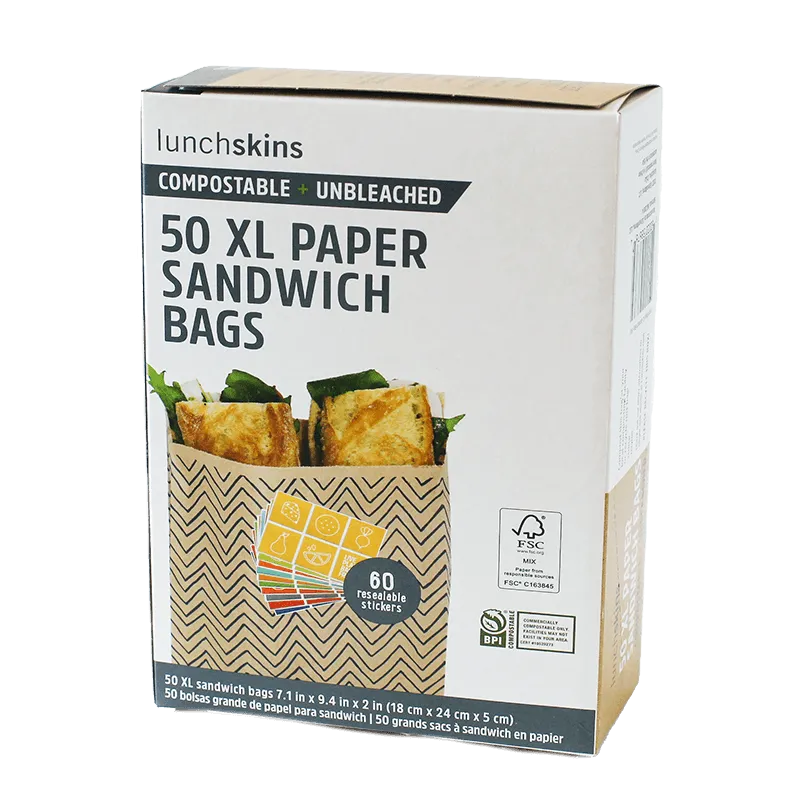 Compostable XL Sandwich Bags Chevron 50 Count