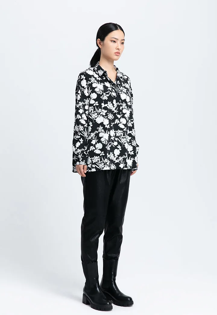 Contrast Flower Printed Blouse