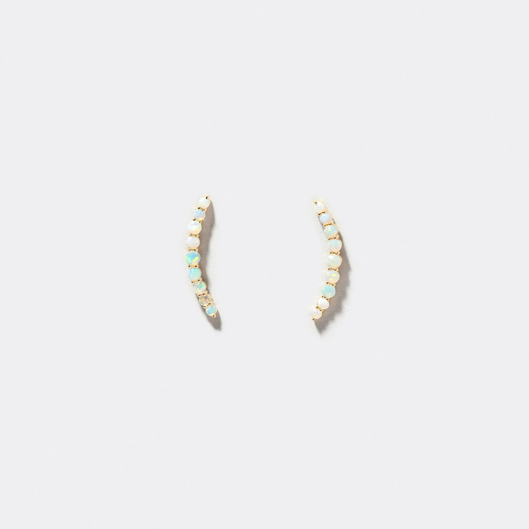 Crescent Ear Climber Stud Earrings - Opal