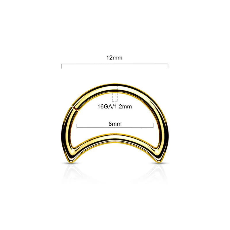 Crescent Hinged Segment Hoop Ring - Gold