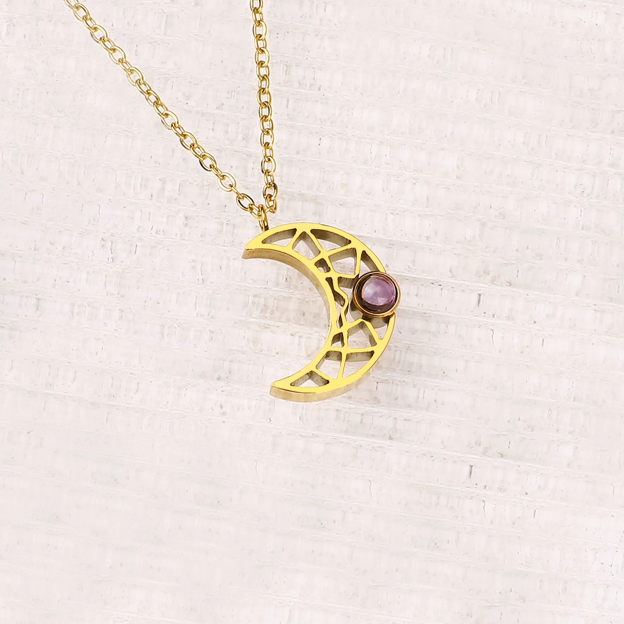 Crescent Moon Photo Necklace