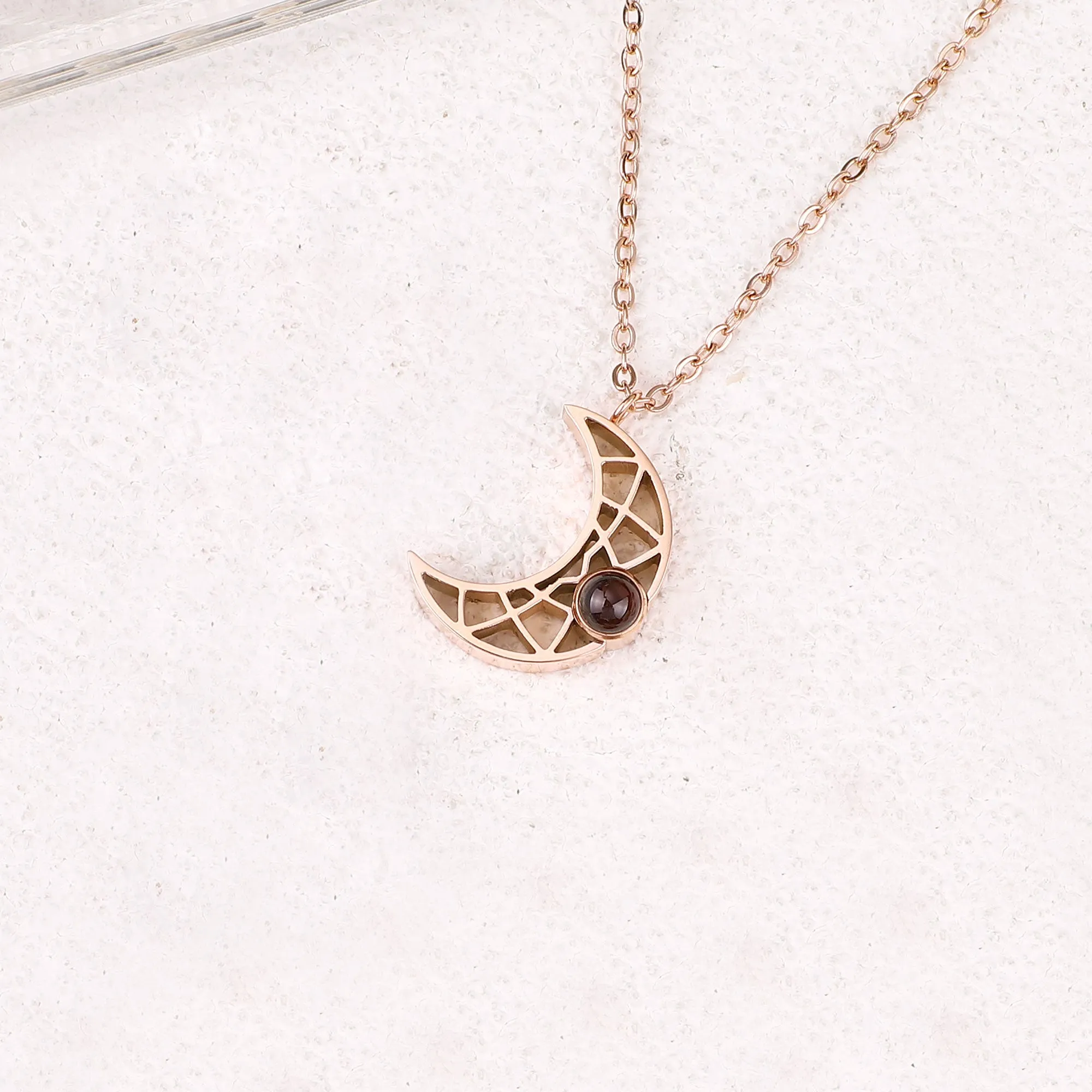 Crescent Moon Photo Necklace