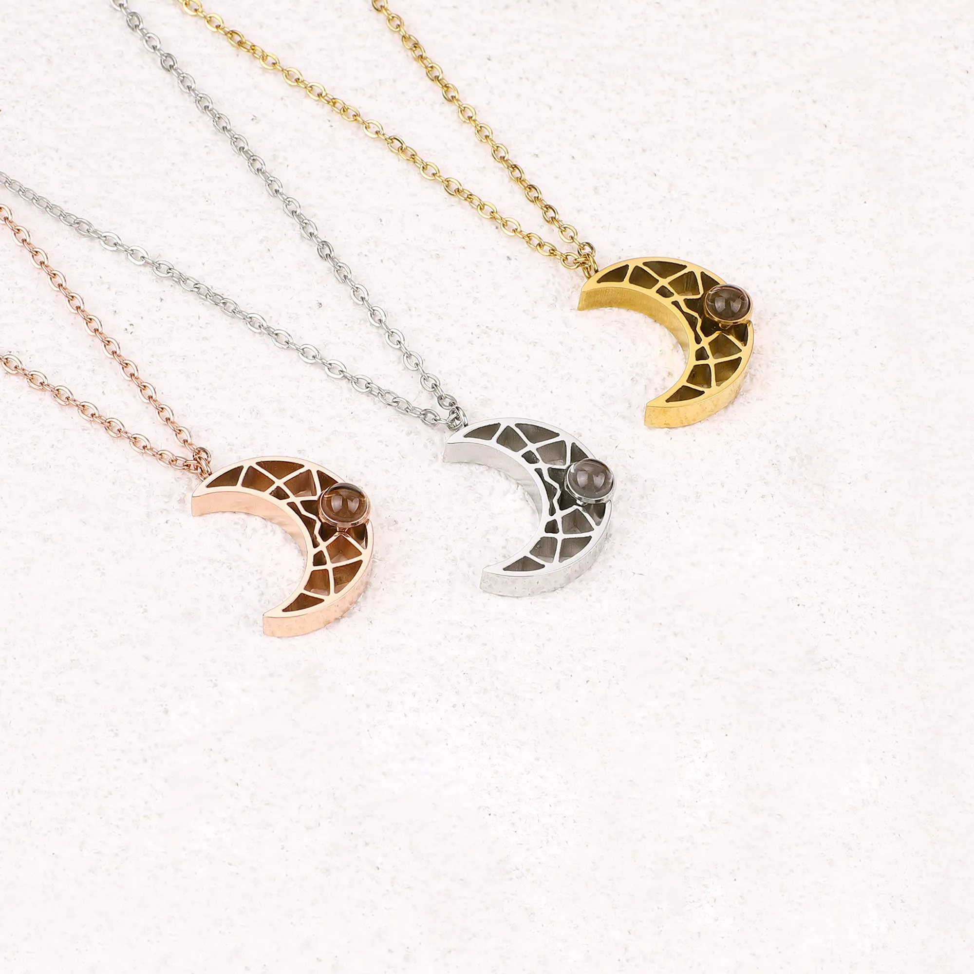 Crescent Moon Photo Necklace