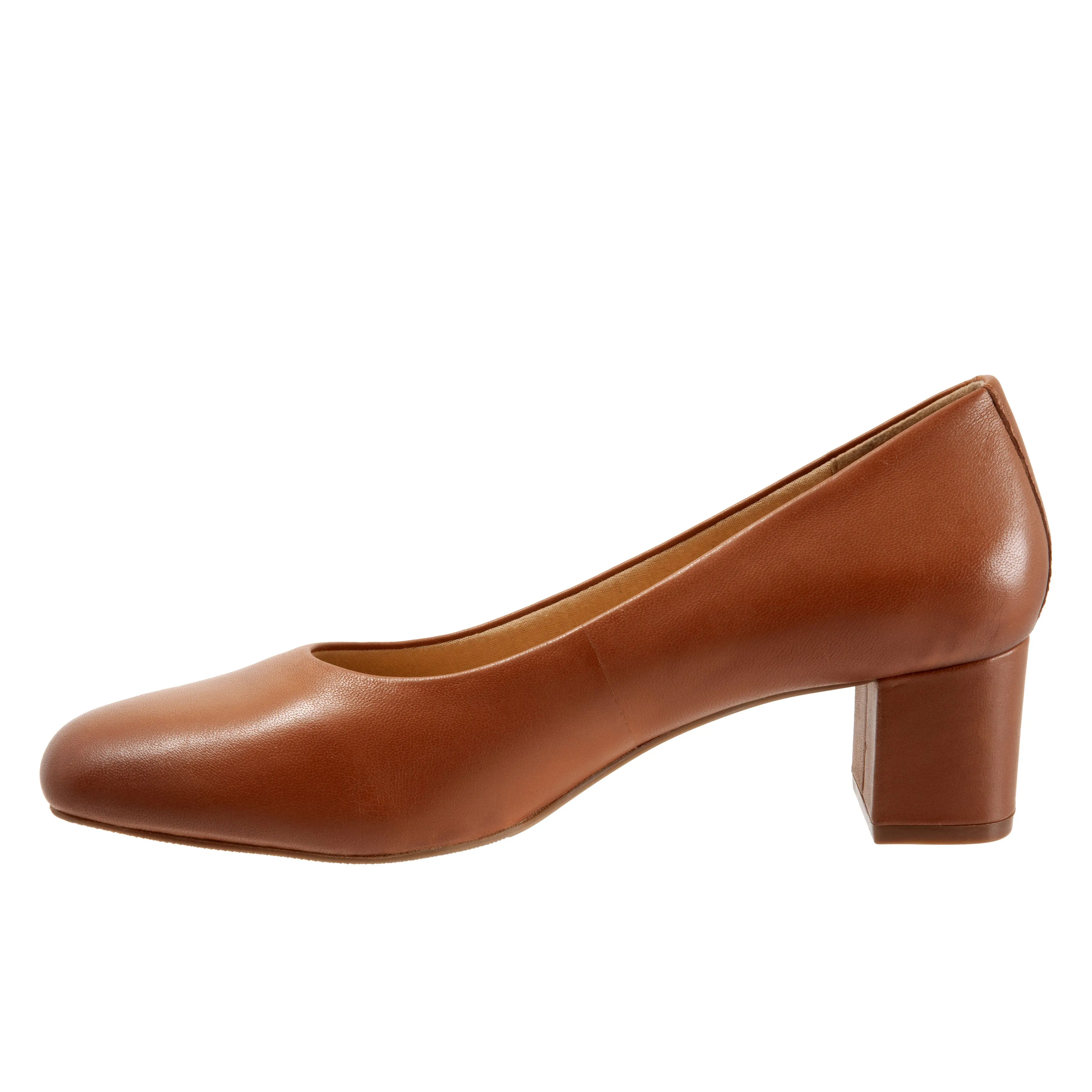 Daria Luggage Leather Mid Block Heel