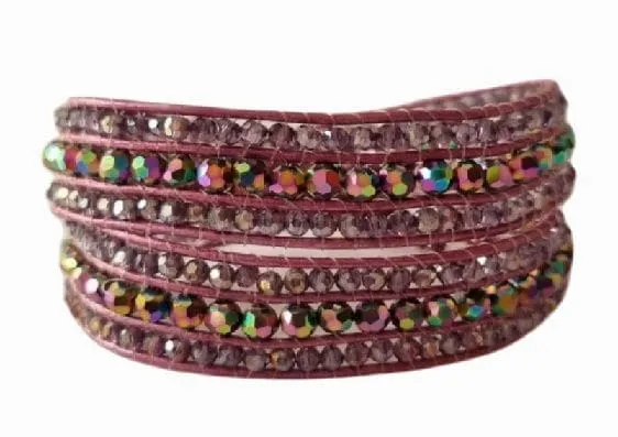 Elena wrap bracelet metallic mauve