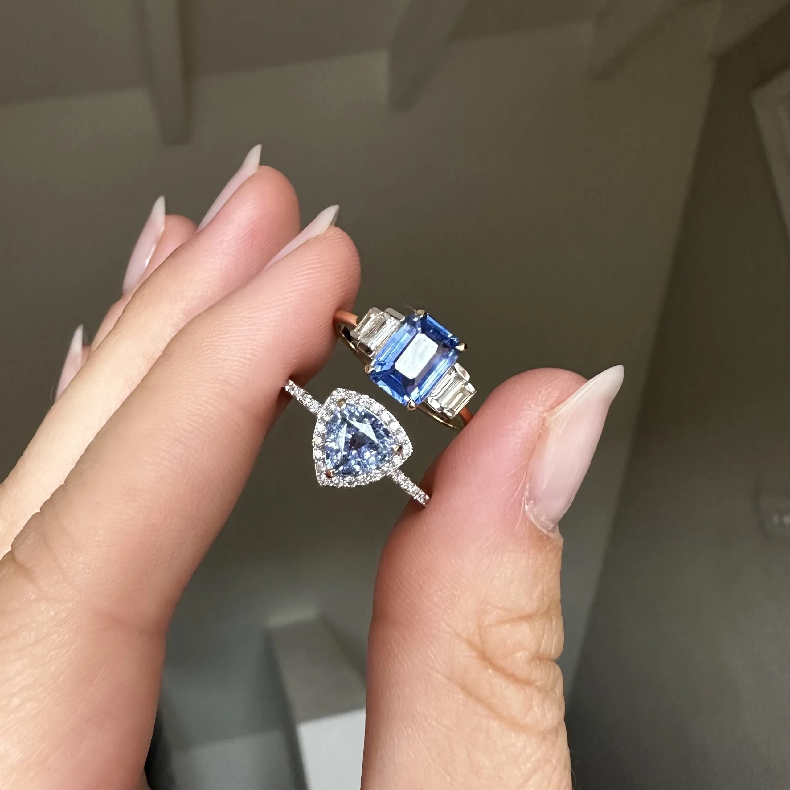 Exclusive Blue Sapphire and Diamond Ring - Size Small