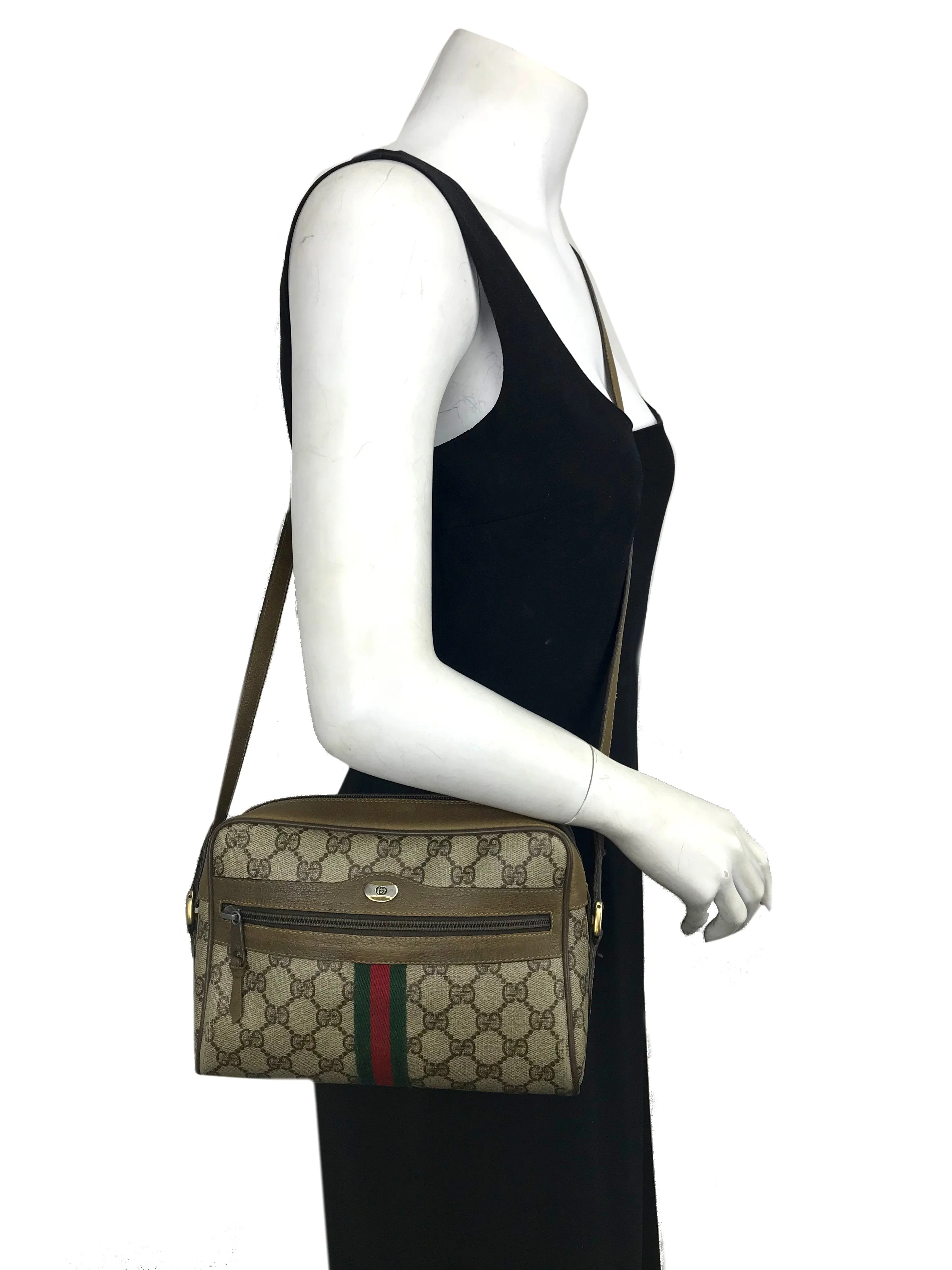 Gucci Monogram Web Camera Crossbody Bag