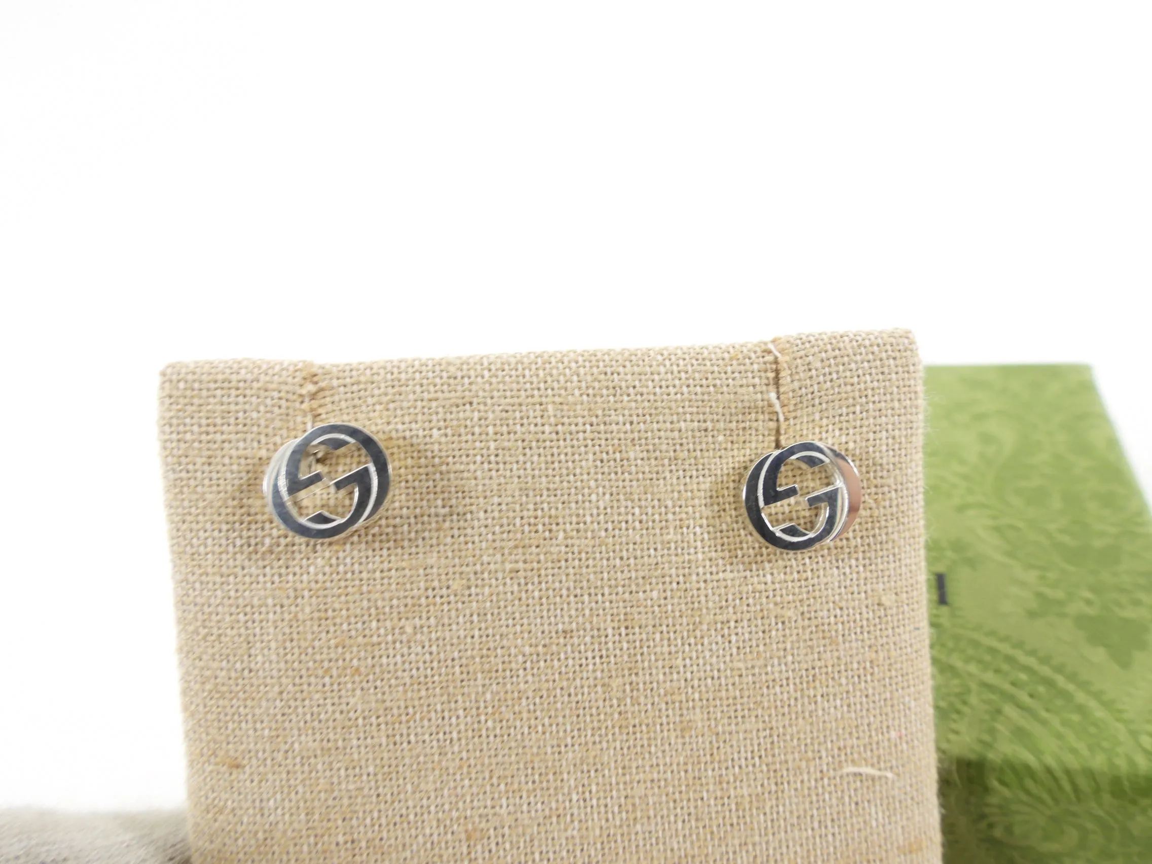 Gucci Sterling Silver Interlocking GG Stud Earrings