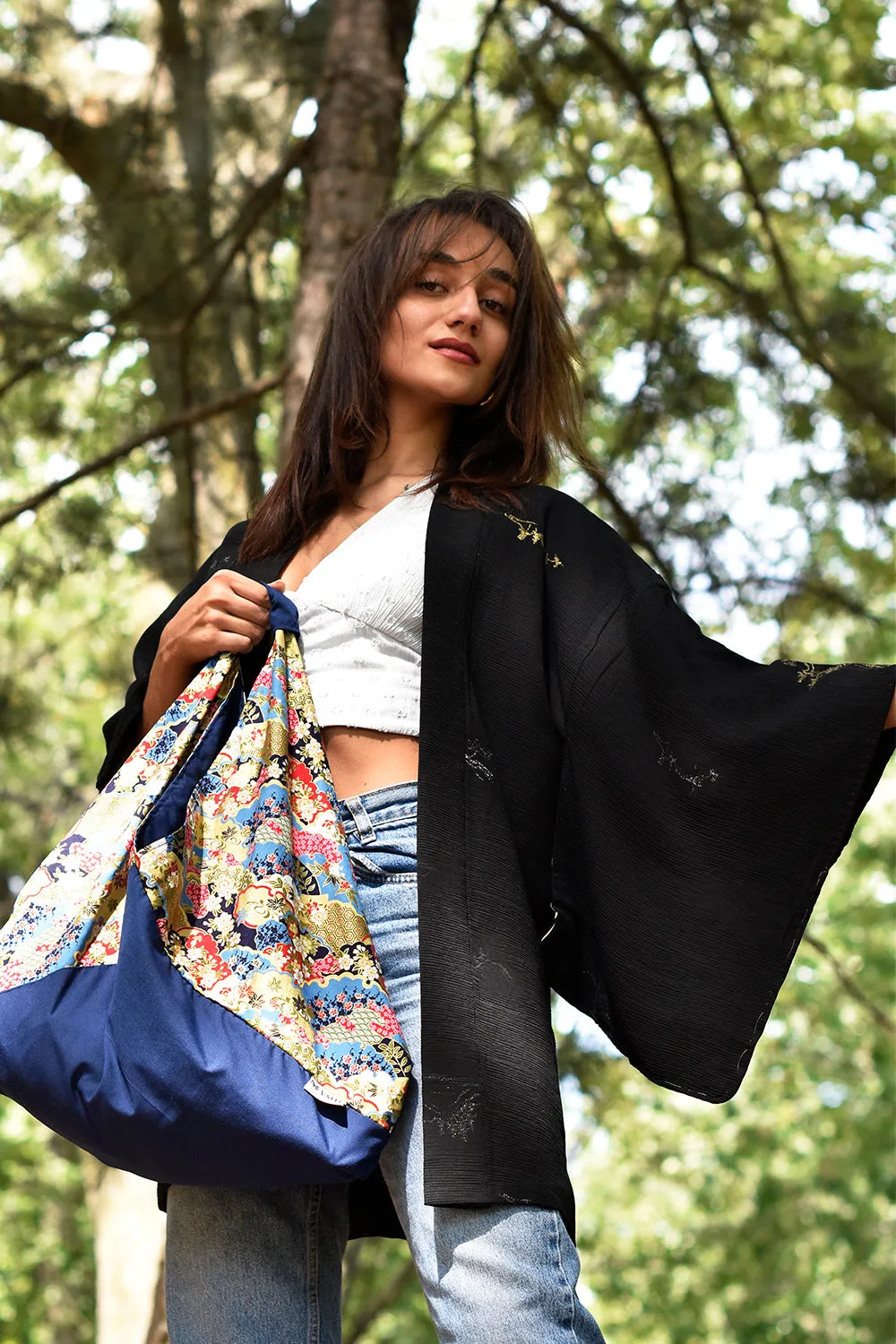 *Handmade* Origami bag | Market bag | Chrysanthemum (Blue)