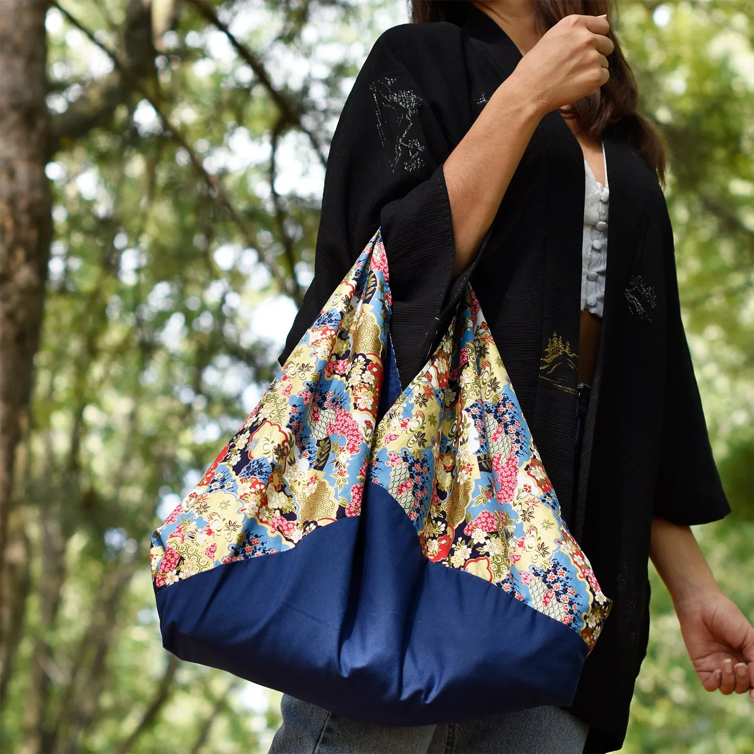 *Handmade* Origami bag | Market bag | Chrysanthemum (Blue)