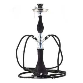 HOOKAH - 4 HOSE - 65CM - MATTE BLACK & CHROME