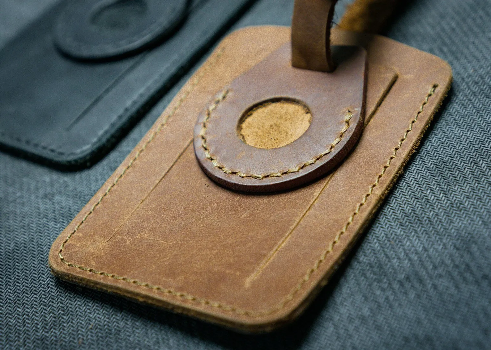 Leather Luggage tag with Leather AirTag Case Holder | Handcrafted