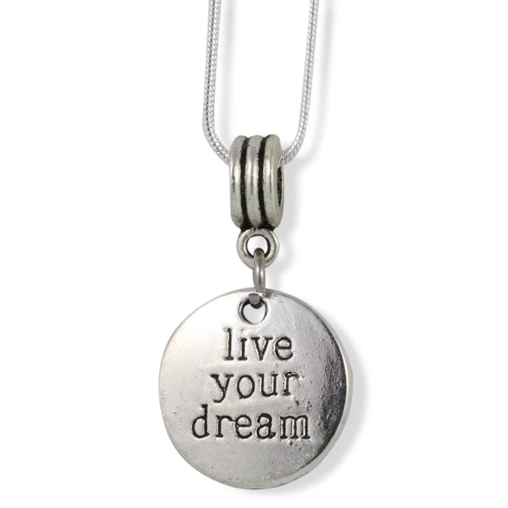 Live Your Dream Charm Snake Chain Necklace