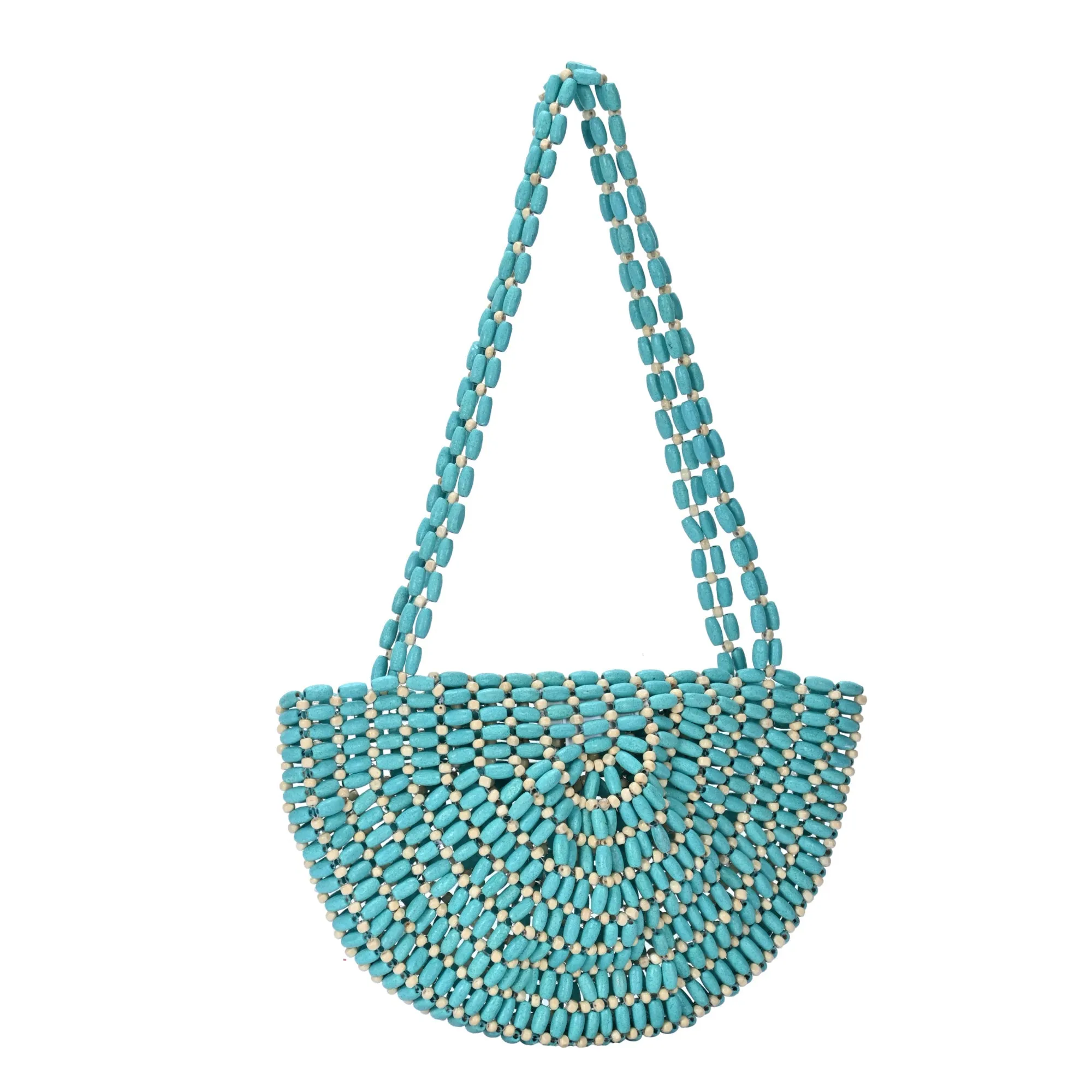 Luna's Wooden Beaded Crescent Shoulder Bag