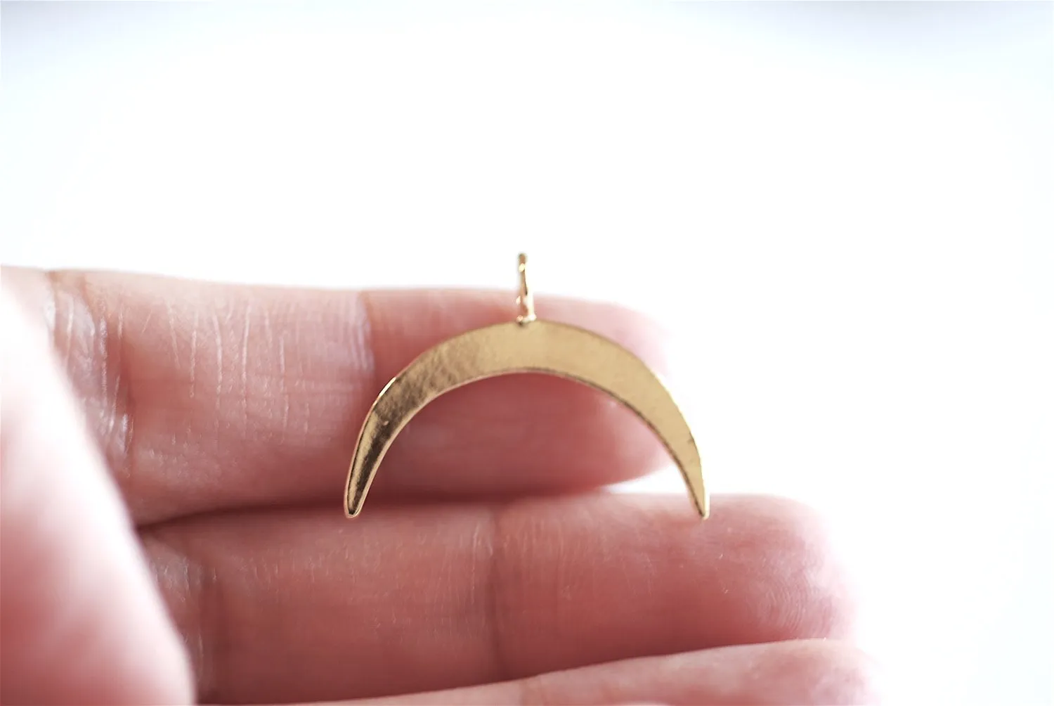 Matte Vermeil Wholesale Gold Crescent Moon Charm Pendant- 22k gold plated Moon Charm, Gold Half Moon Charm, Gold Double Horn Charm Pendant, 298