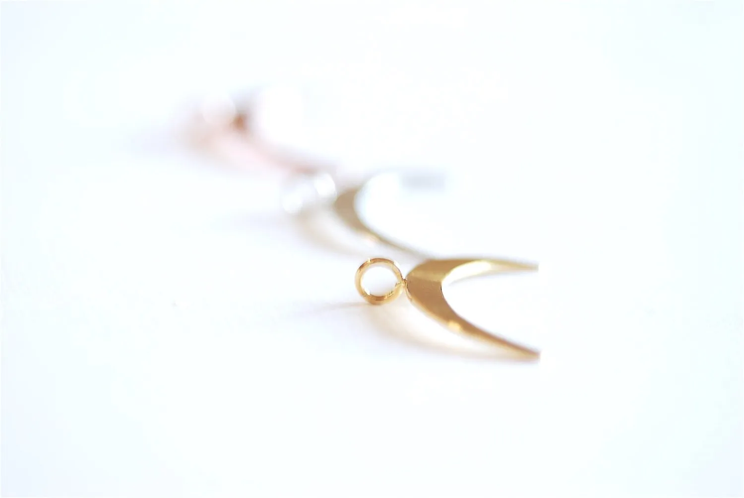 Matte Vermeil Wholesale Gold Crescent Moon Charm Pendant- 22k gold plated Moon Charm, Gold Half Moon Charm, Gold Double Horn Charm Pendant, 298