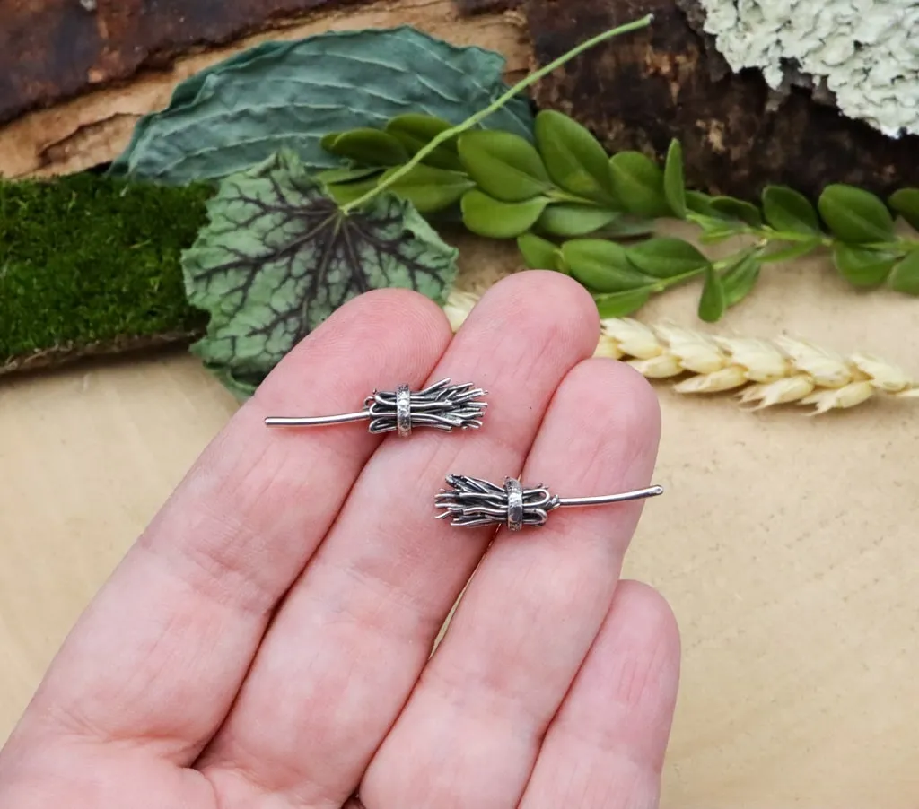 Mismatched Broom and Moon Earrings