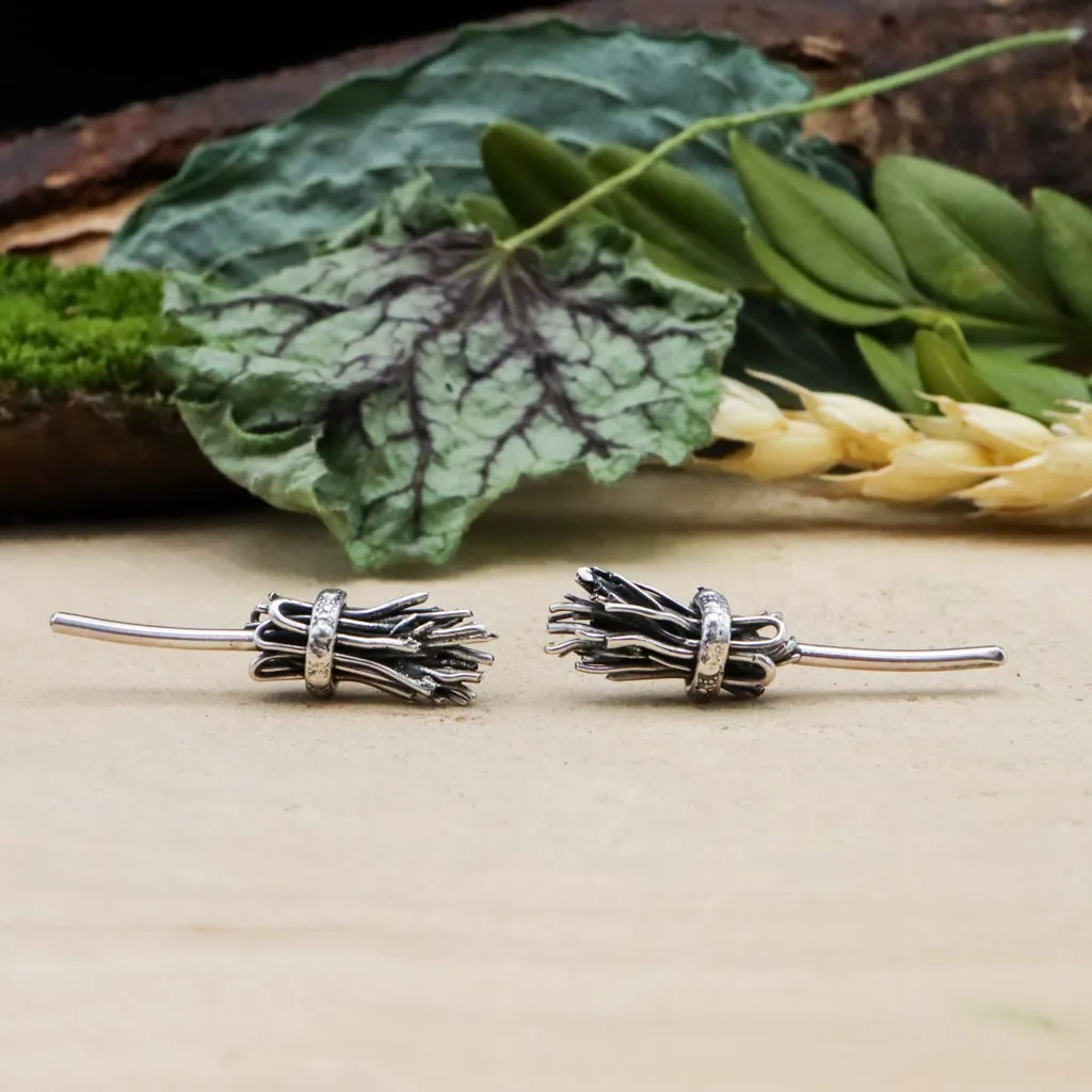 Mismatched Broom and Moon Earrings